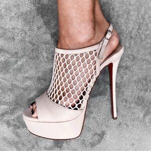 Christian Louboutin Nude Mesh Platform Heels